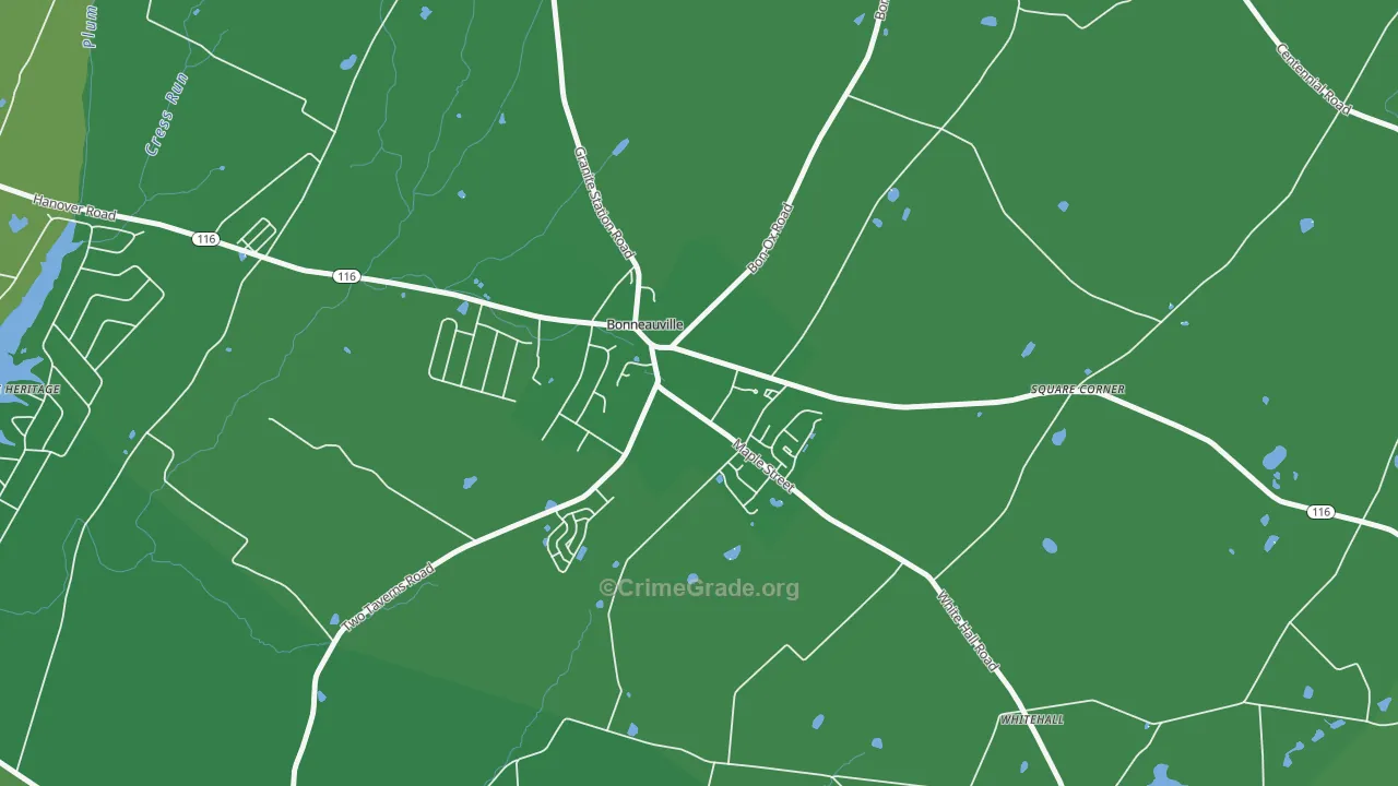 Bonneauville, PA Map of Vehicle Theft Rates