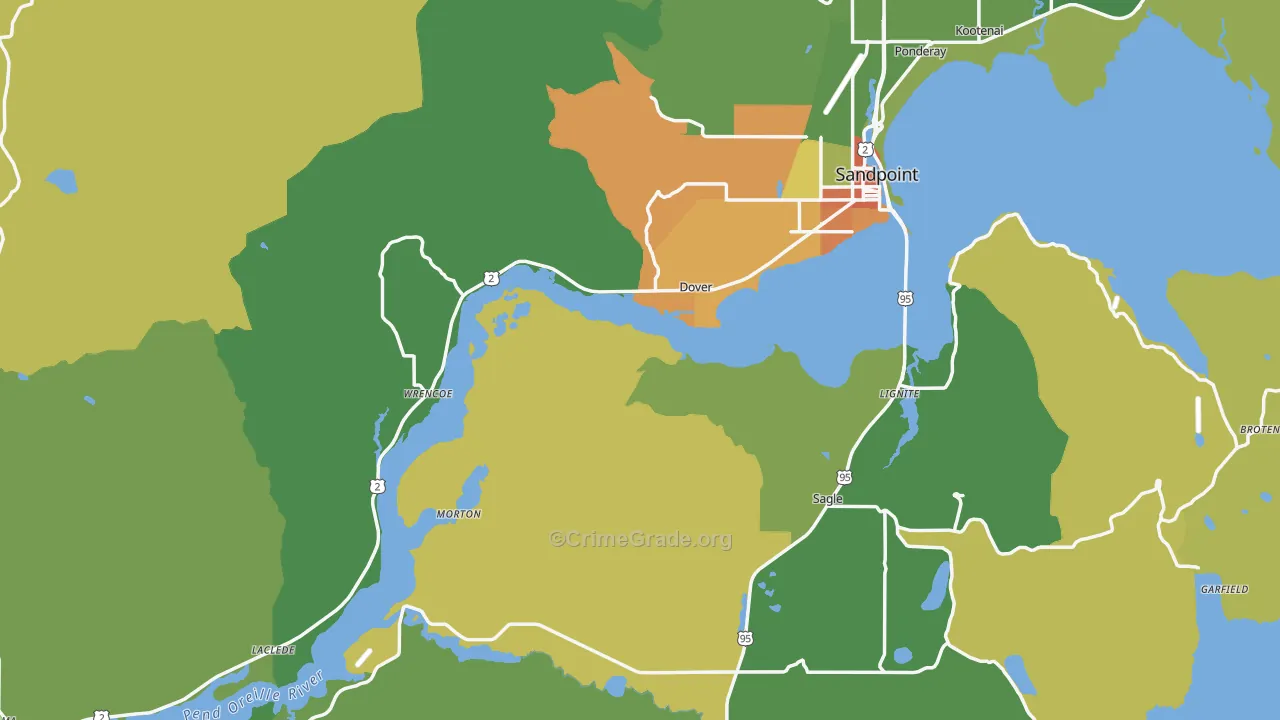 Bonner County, ID Map of Vehicle Theft Rates