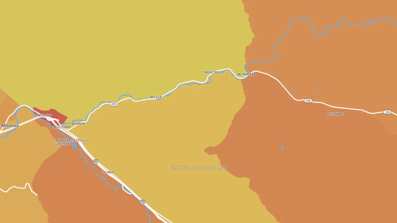 Bonner, MT Map of Vehicle Theft Rates
