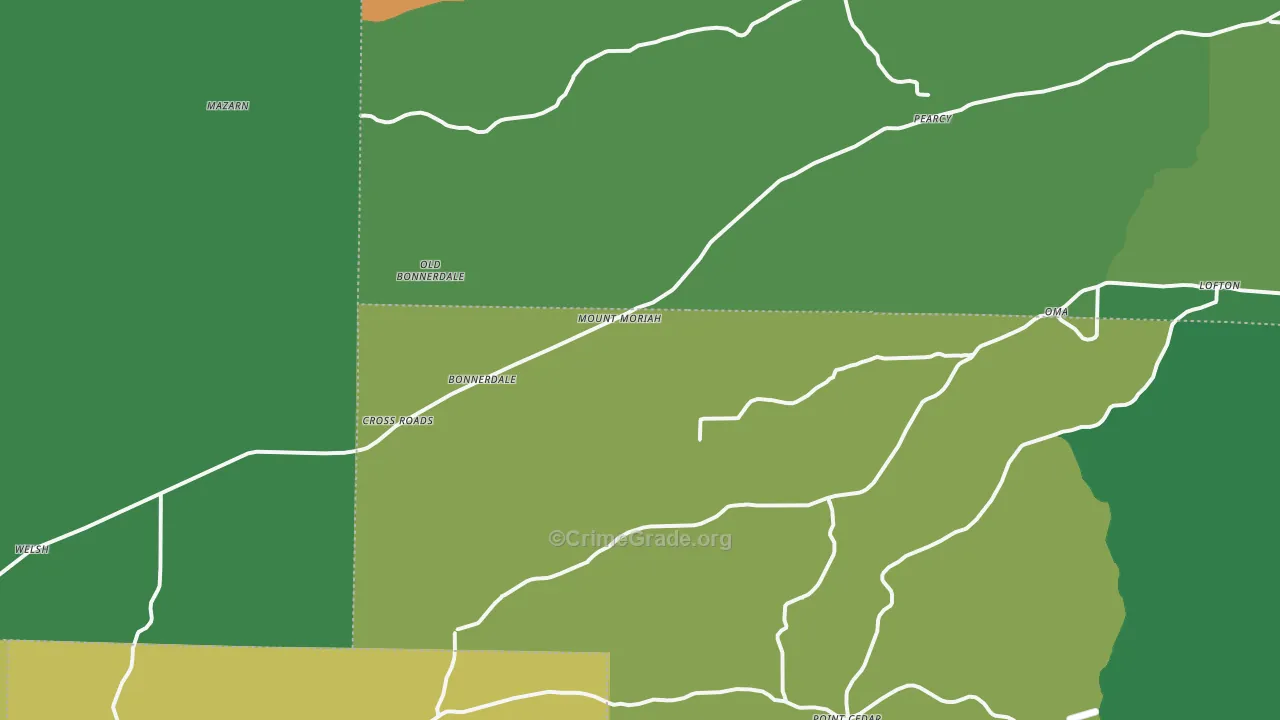 Bonnerdale, AR Map of Vehicle Theft Rates