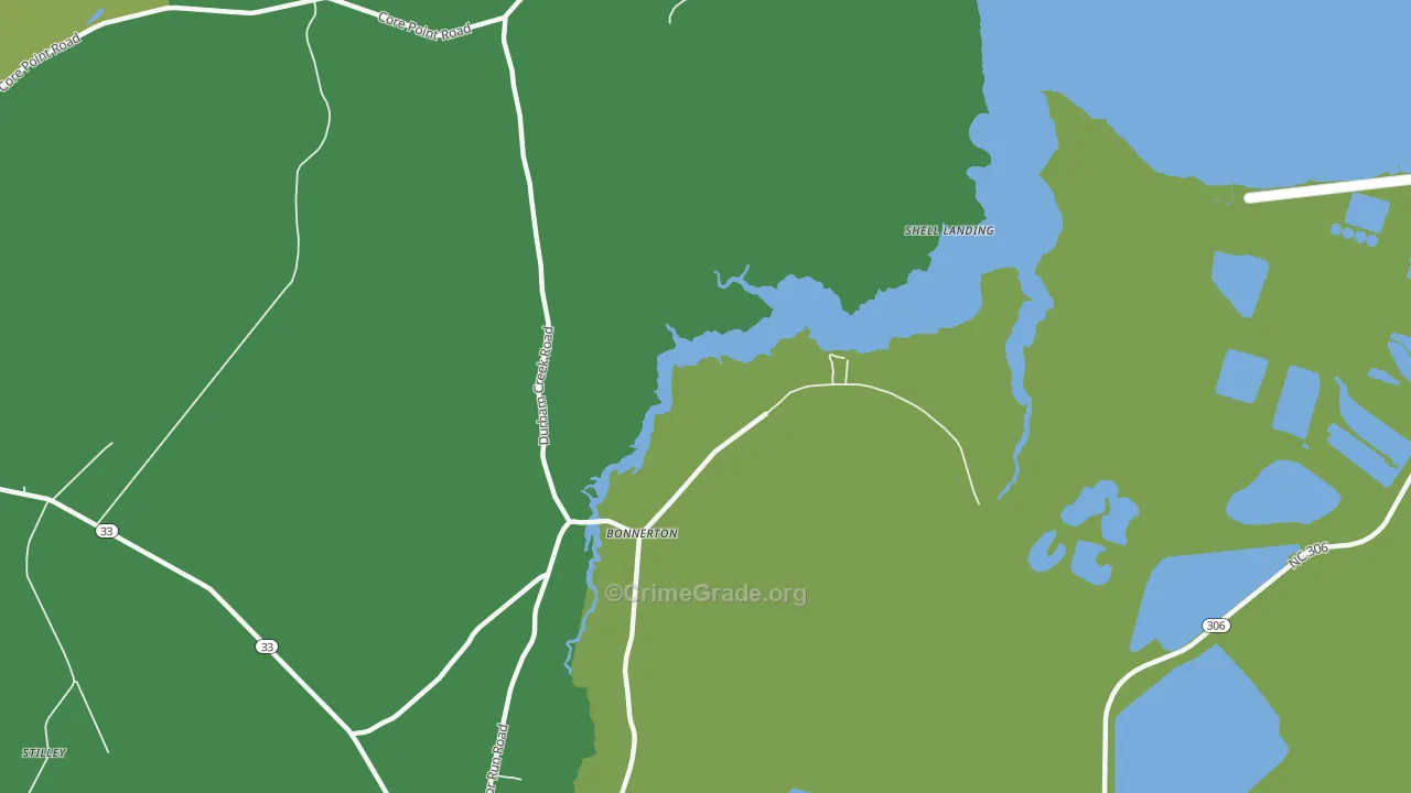 Bonnerton, NC Map of Vehicle Theft Rates
