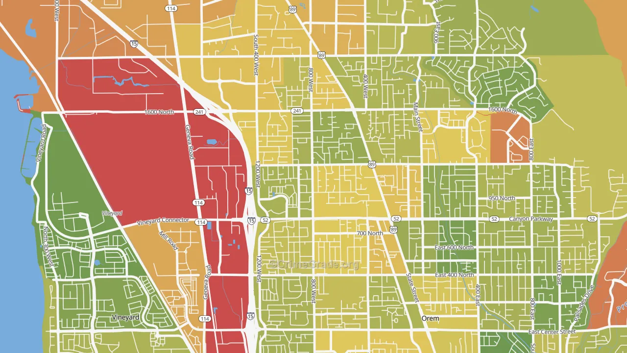 Bonneville, Orem, UT Map of Vehicle Theft Rates
