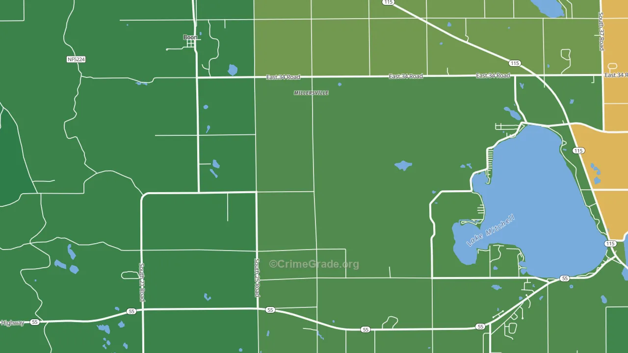 Boon, MI Map of Vehicle Theft Rates