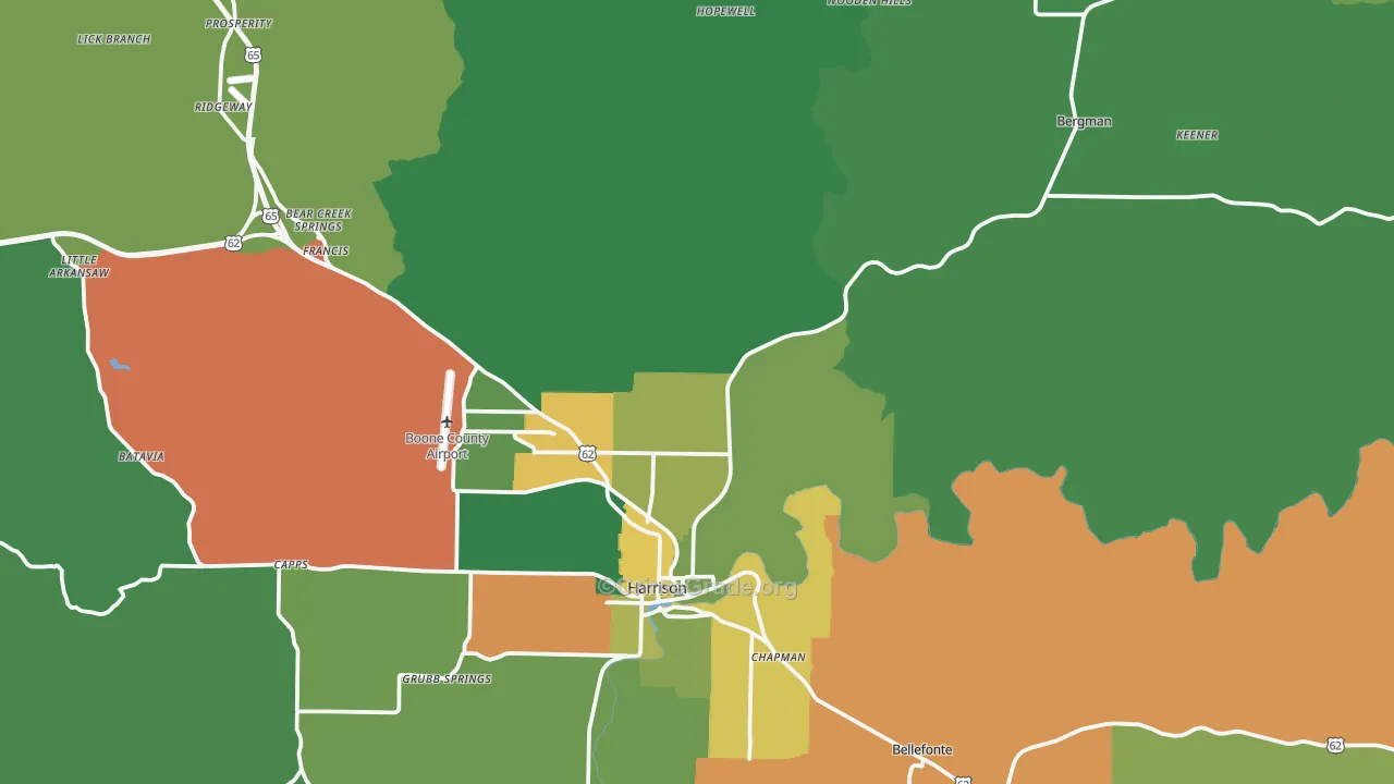 Boone County, AR Map of Vehicle Theft Rates