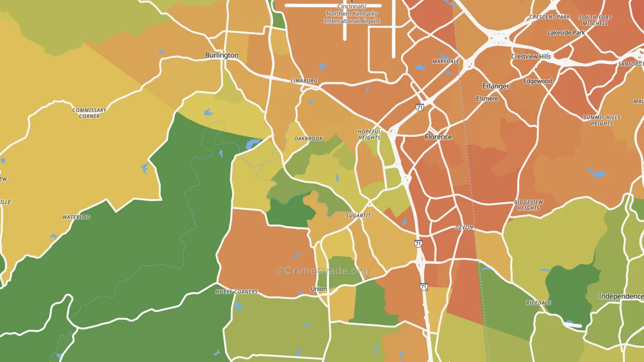 Boone County, KY Map of Vehicle Theft Rates