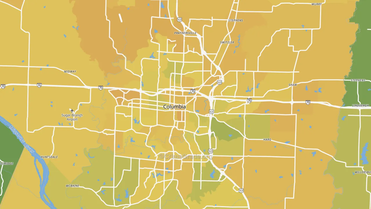 Boone County, MO Map of Vehicle Theft Rates