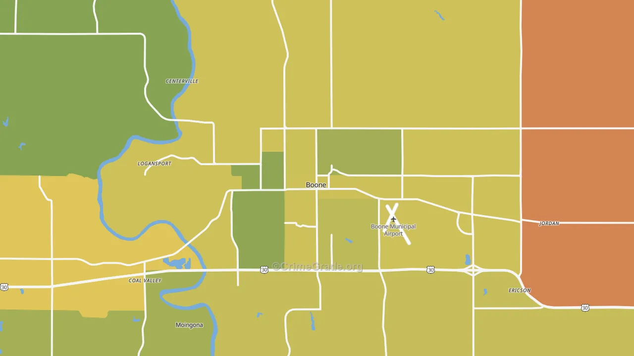Boone, IA Map of Vehicle Theft Rates
