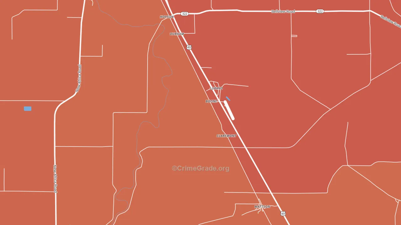 Boone, MS Map of Vehicle Theft Rates