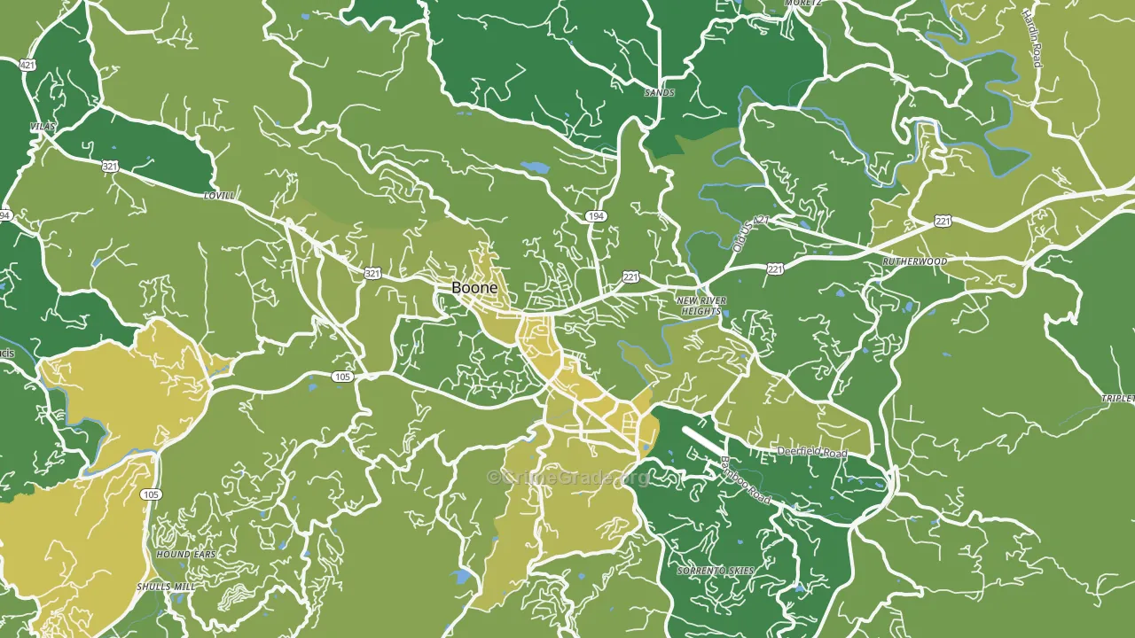 Boone, NC Map of Vehicle Theft Rates
