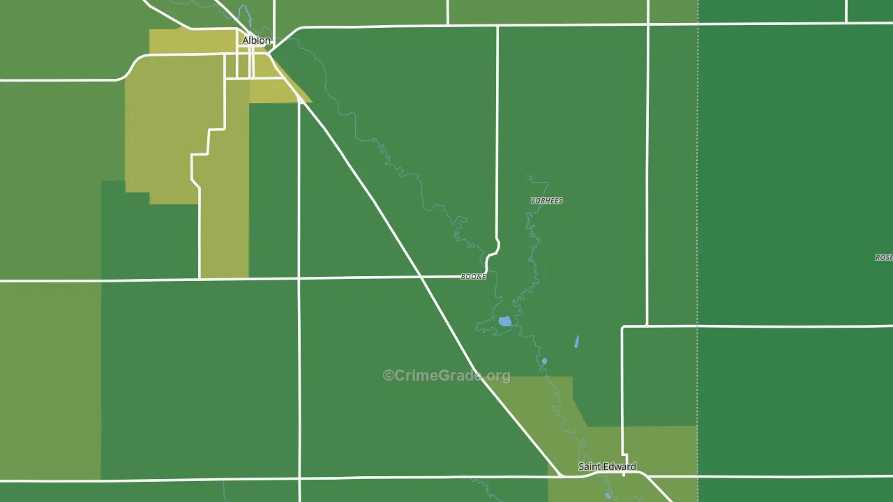 Boone, NE Map of Vehicle Theft Rates