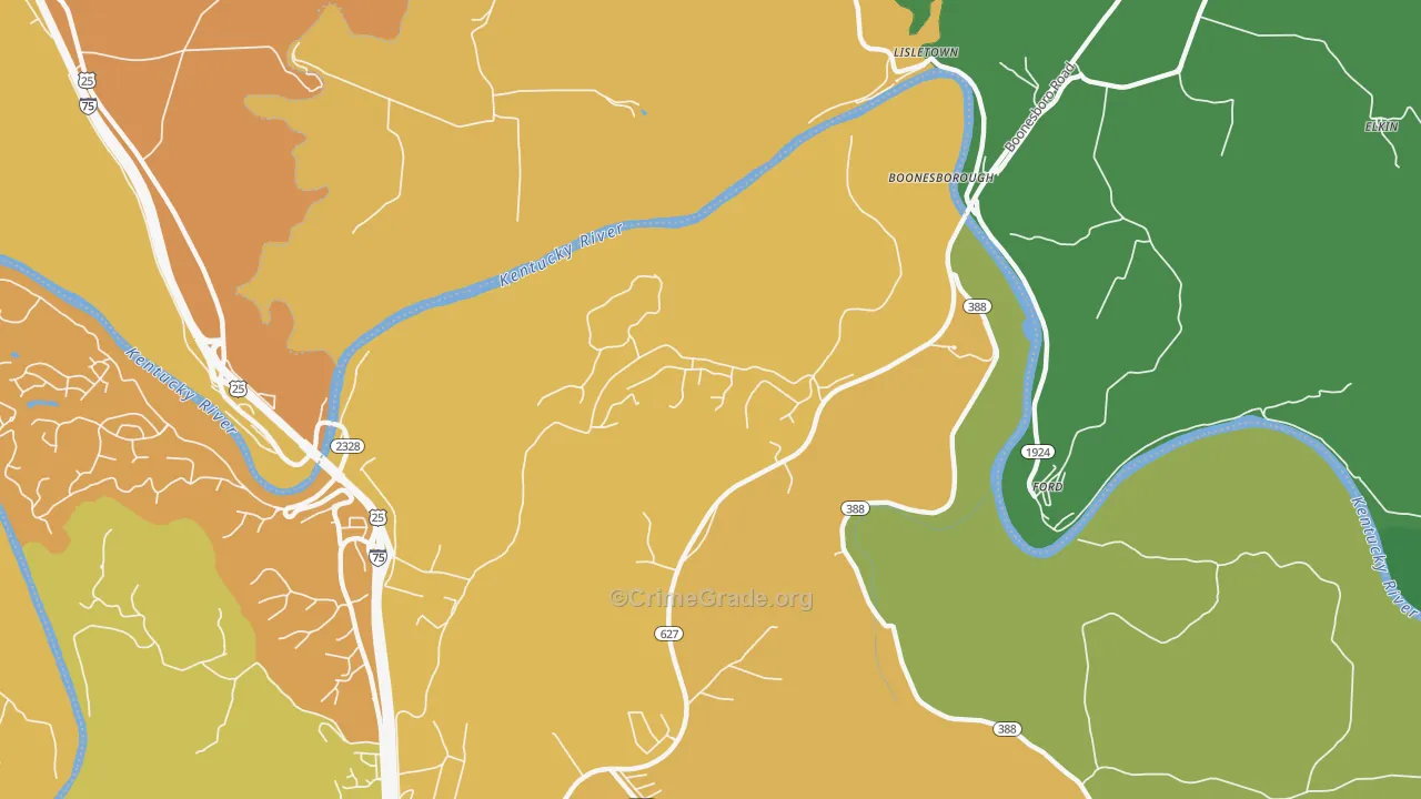 Boonesboro, KY Map of Vehicle Theft Rates