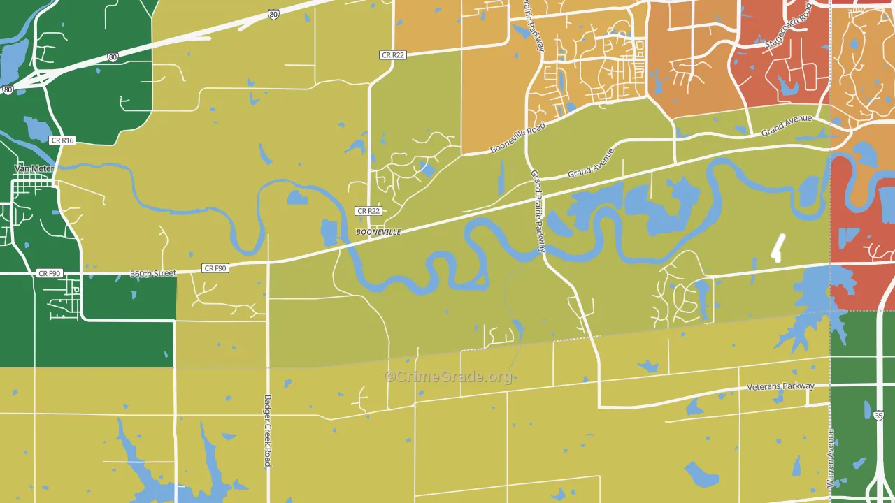 Booneville, IA Map of Vehicle Theft Rates