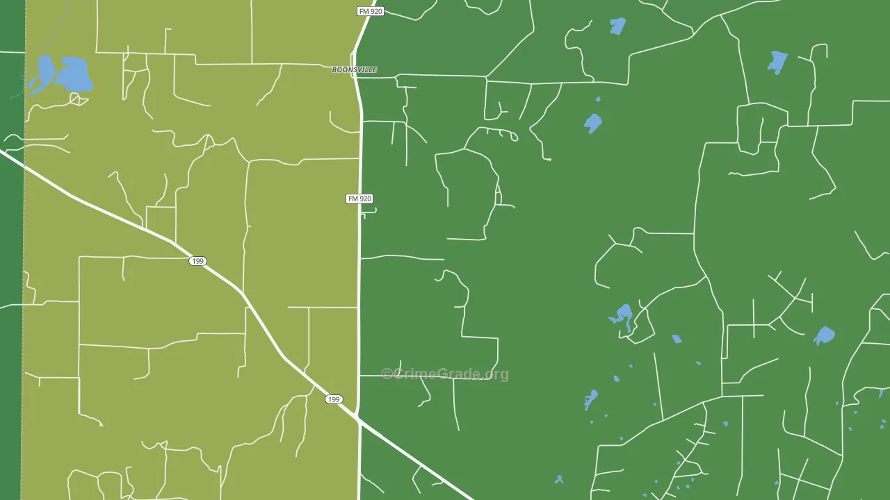 Boonsville, TX Map of Vehicle Theft Rates