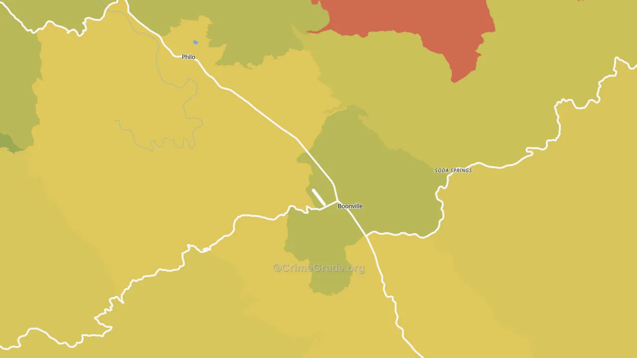 Boonville, CA Map of Vehicle Theft Rates
