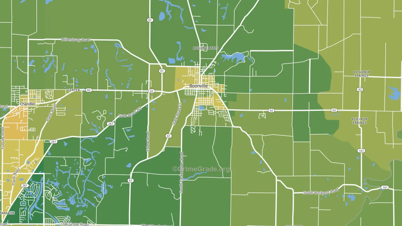 Boonville, IN Map of Vehicle Theft Rates