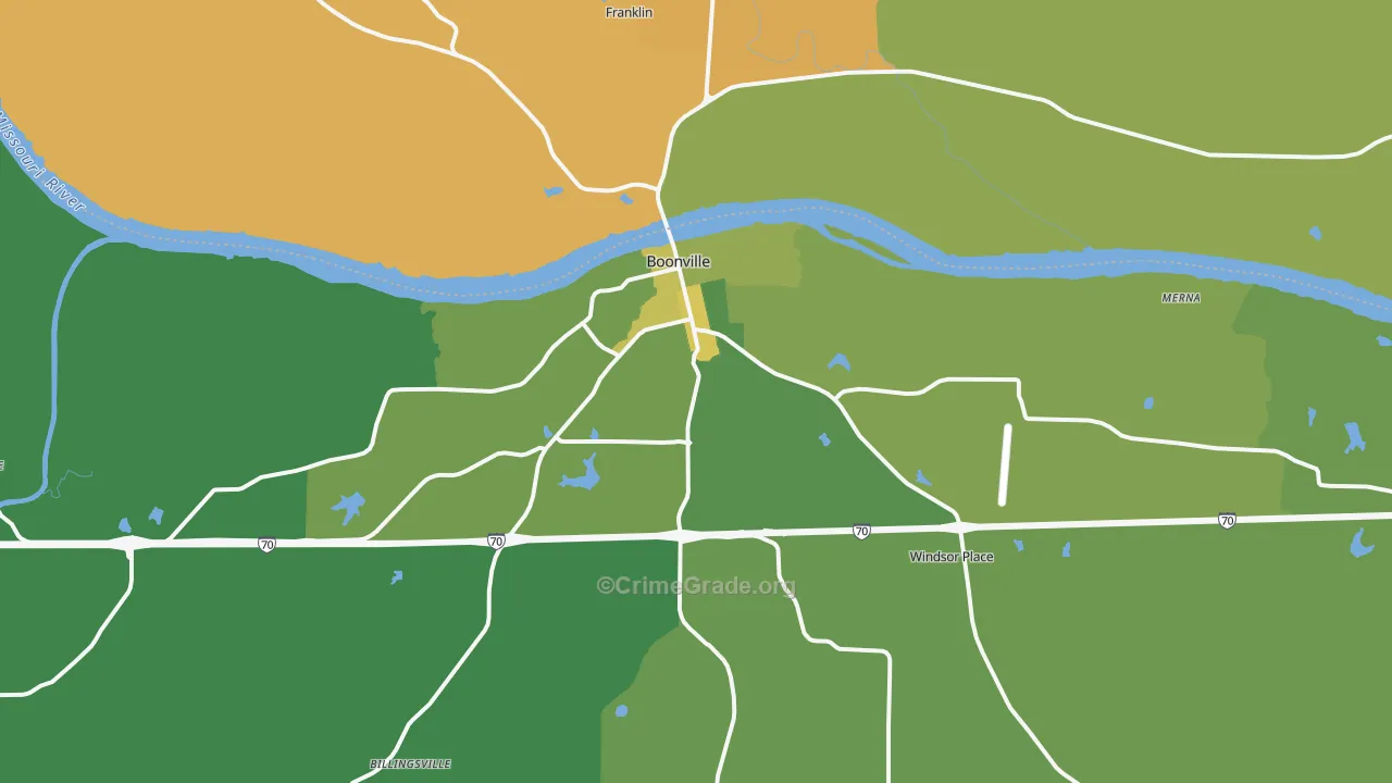 Boonville, MO Map of Vehicle Theft Rates