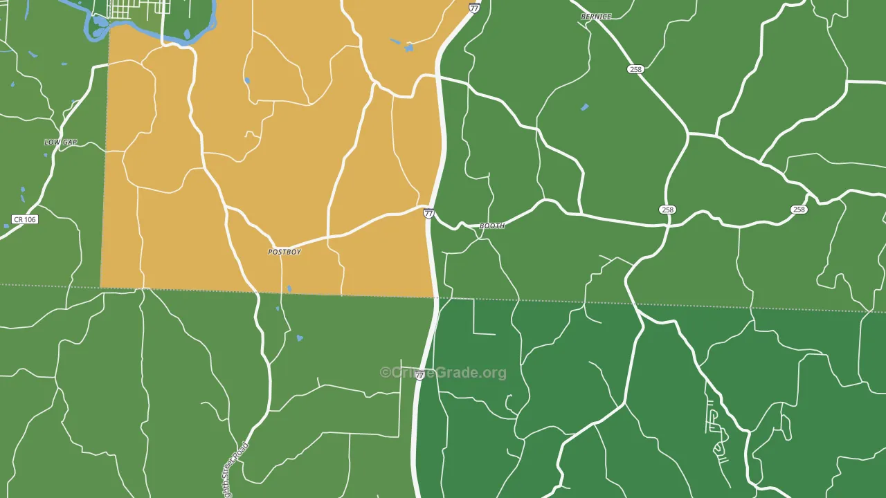 Booth, OH Map of Vehicle Theft Rates