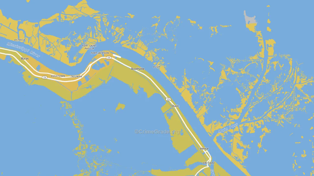 Boothville, LA Map of Vehicle Theft Rates