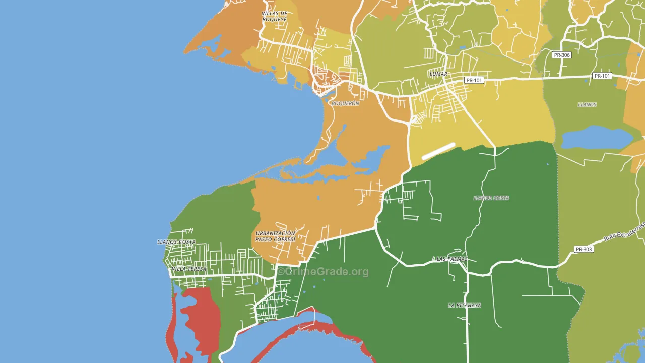 Boqueron, PR Map of Vehicle Theft Rates