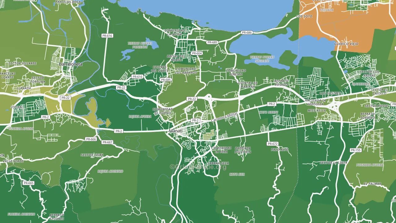 Boquillas, PR Map of Vehicle Theft Rates