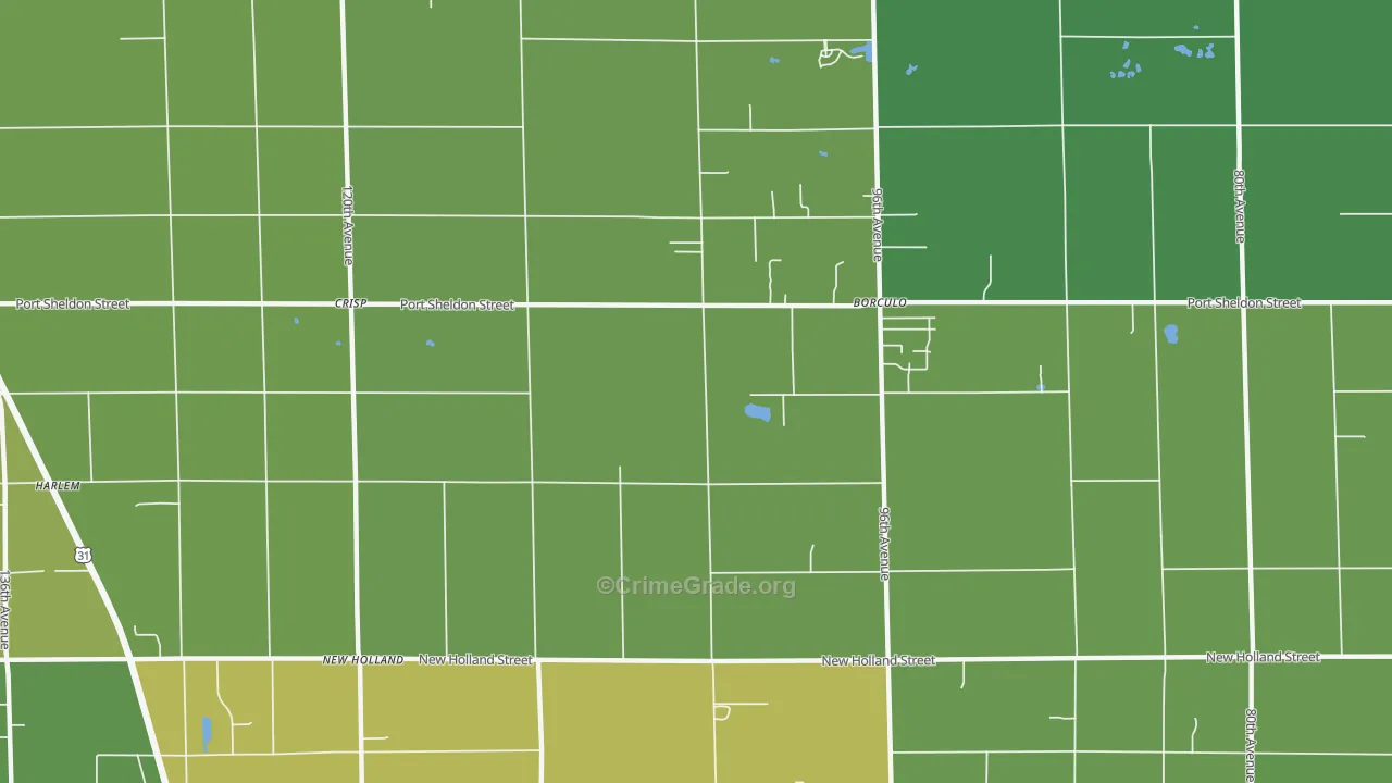 Borculo, MI Map of Vehicle Theft Rates
