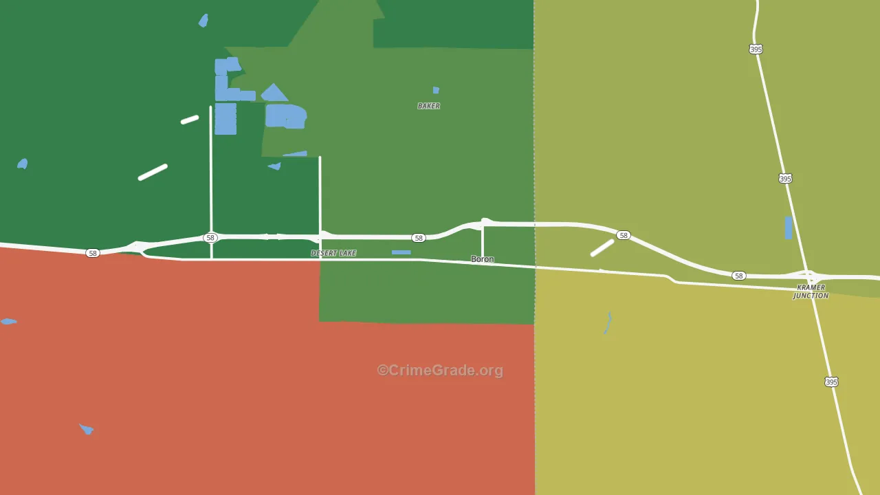 Boron, CA Map of Vehicle Theft Rates