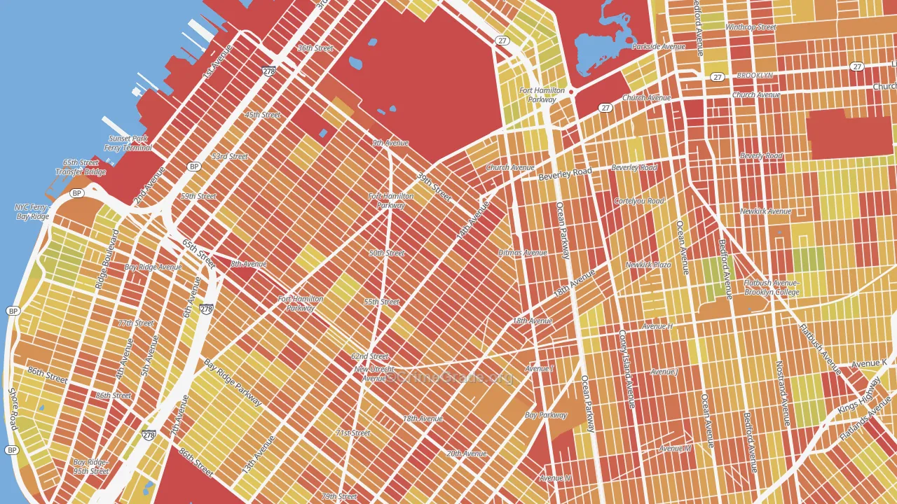 Borough Park, Brooklyn, NY Map of Vehicle Theft Rates