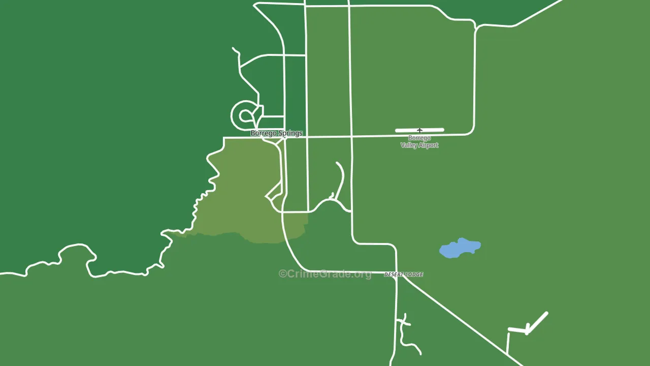 Borrego Springs, CA Map of Vehicle Theft Rates