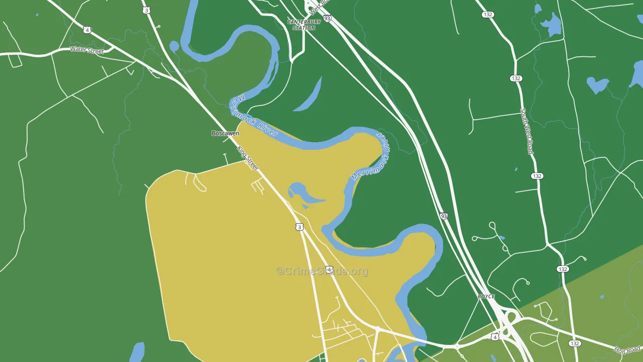 Boscawen, NH Map of Vehicle Theft Rates