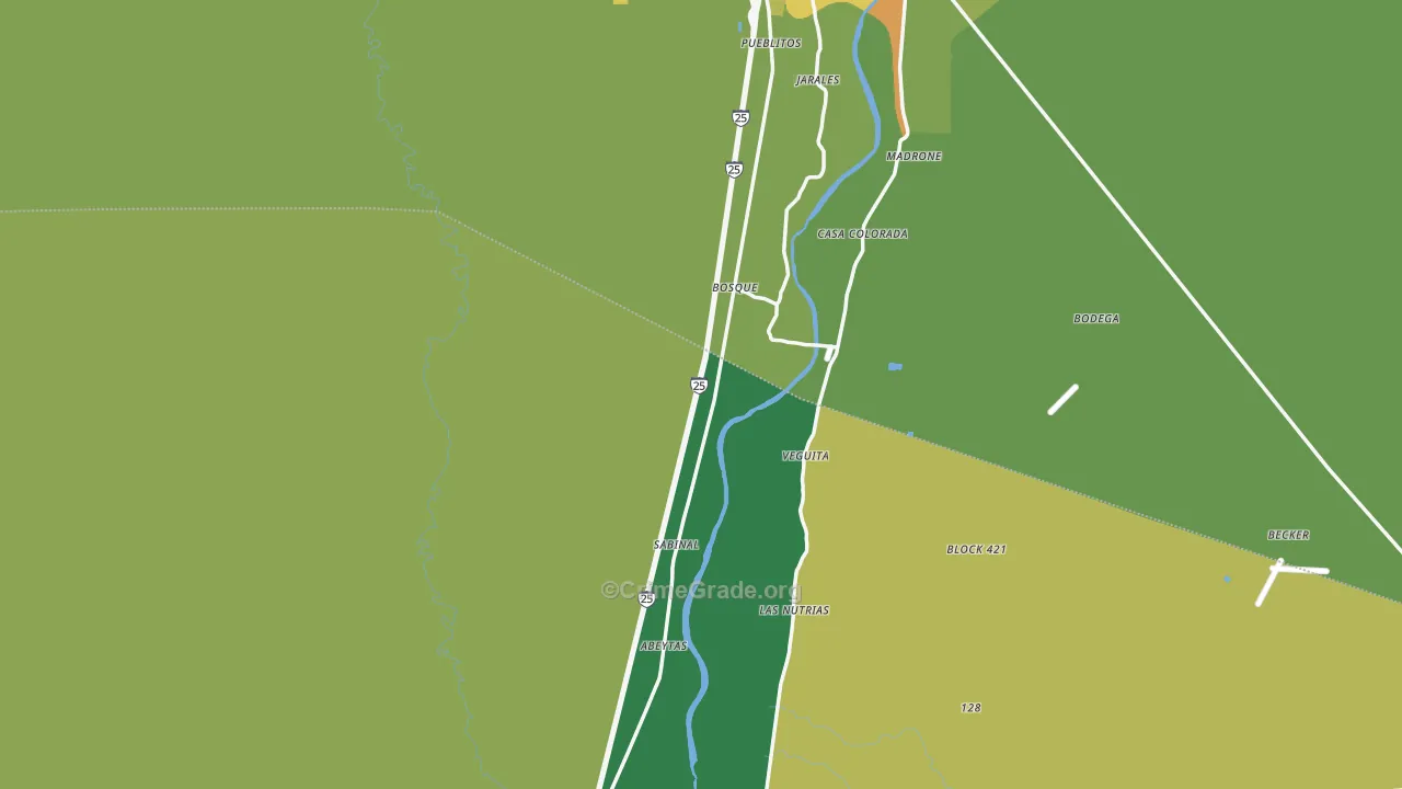 Bosque, NM Map of Vehicle Theft Rates