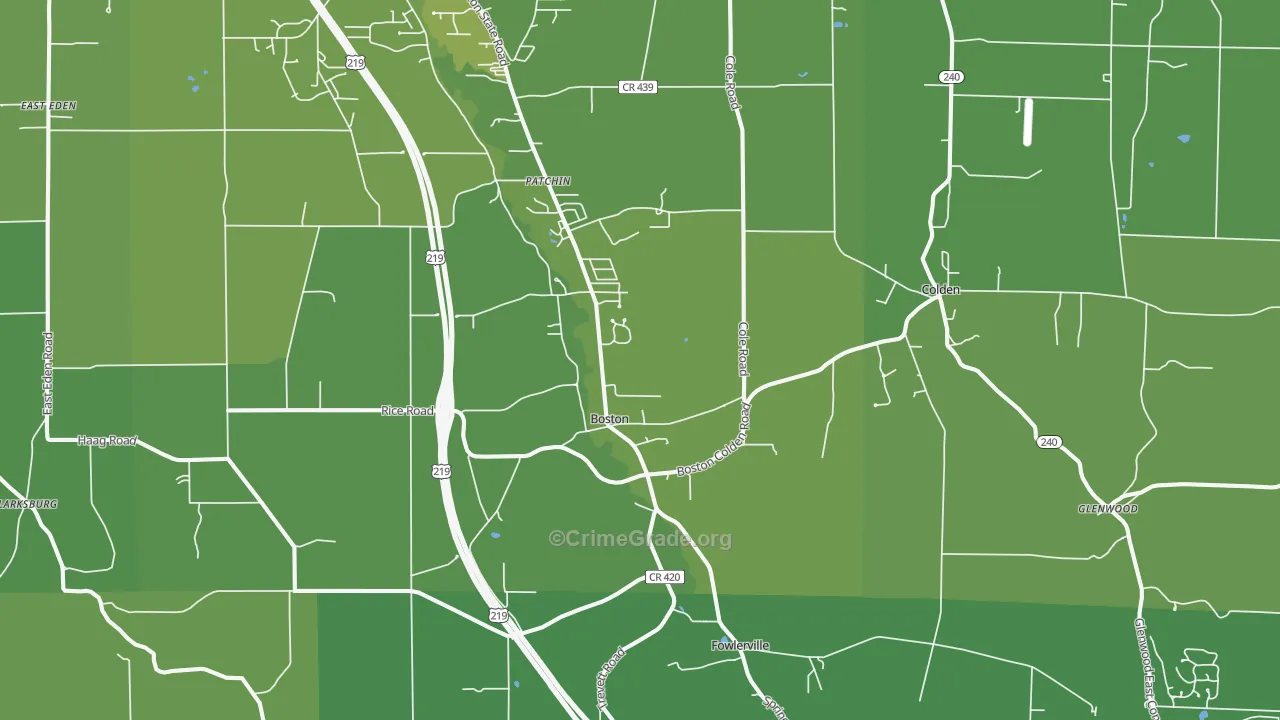 Boston, NY Map of Vehicle Theft Rates