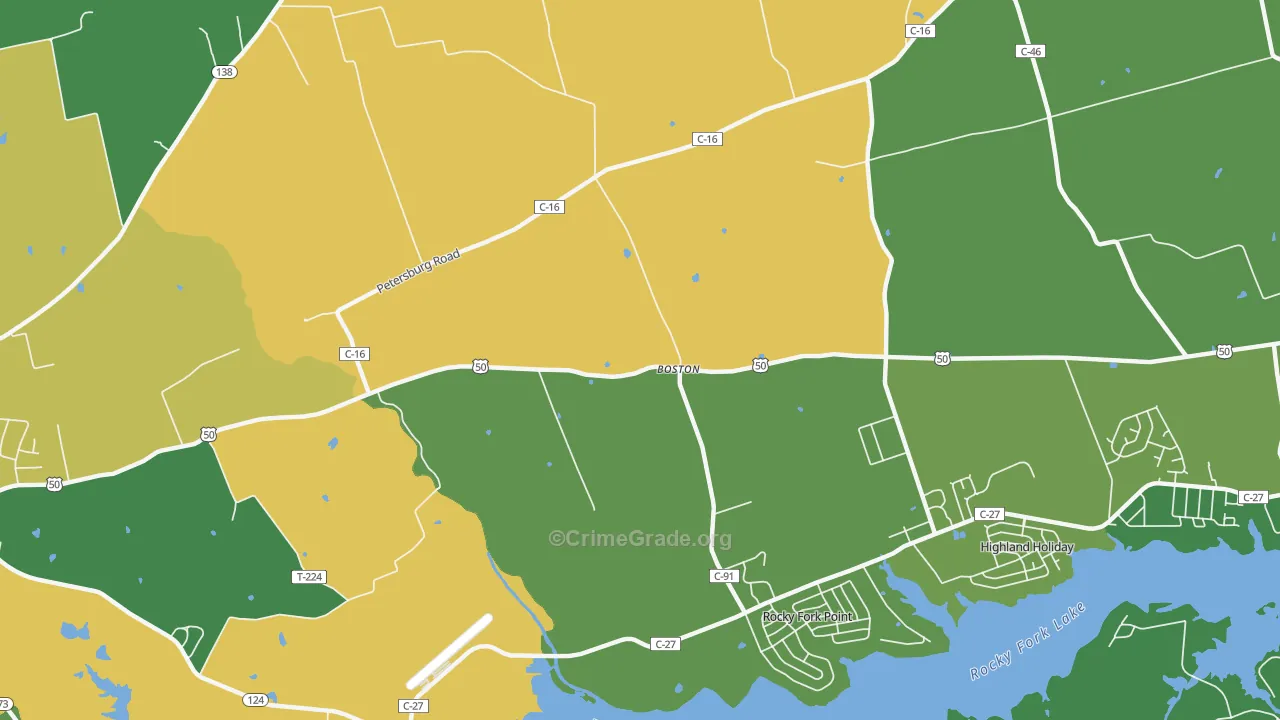 Boston, OH Map of Vehicle Theft Rates