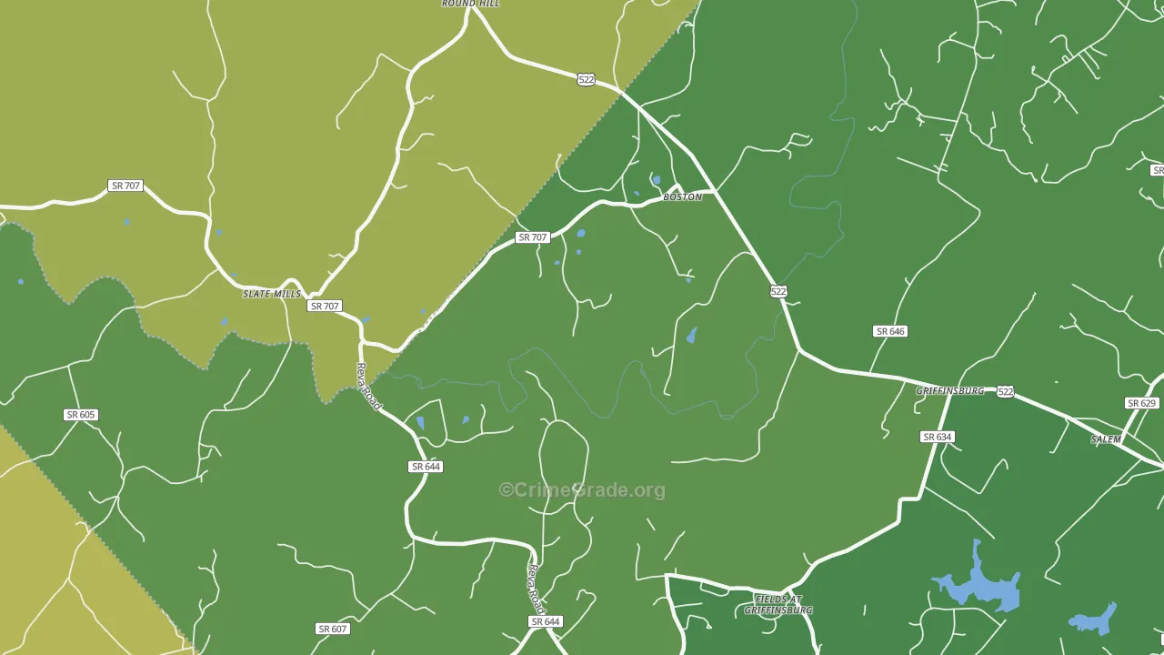 Boston, VA Map of Vehicle Theft Rates