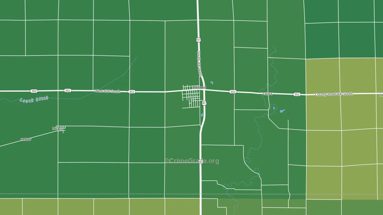 Boswell, IN Map of Vehicle Theft Rates