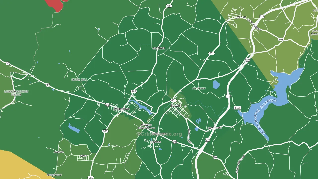 Boswell, PA Map of Vehicle Theft Rates