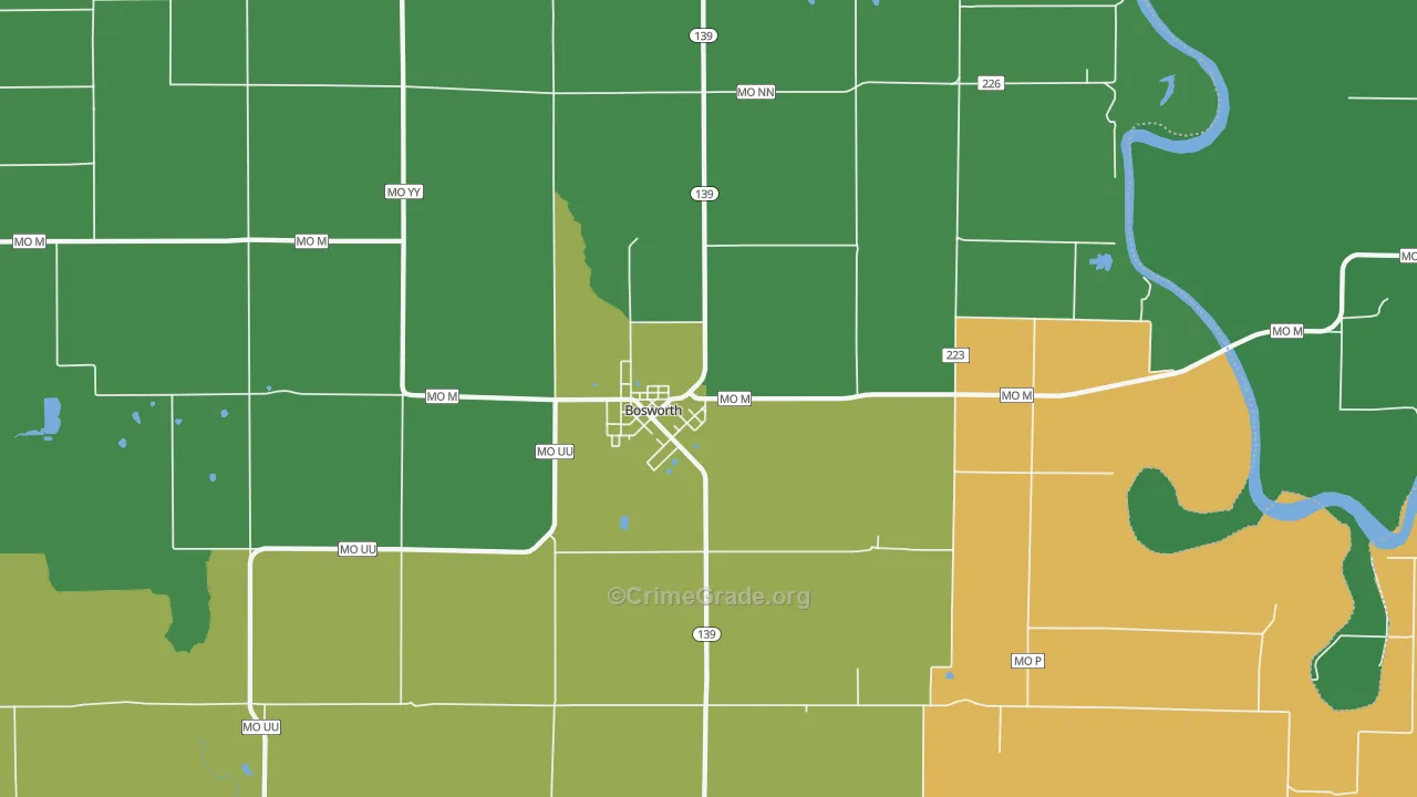 Bosworth, MO Map of Vehicle Theft Rates