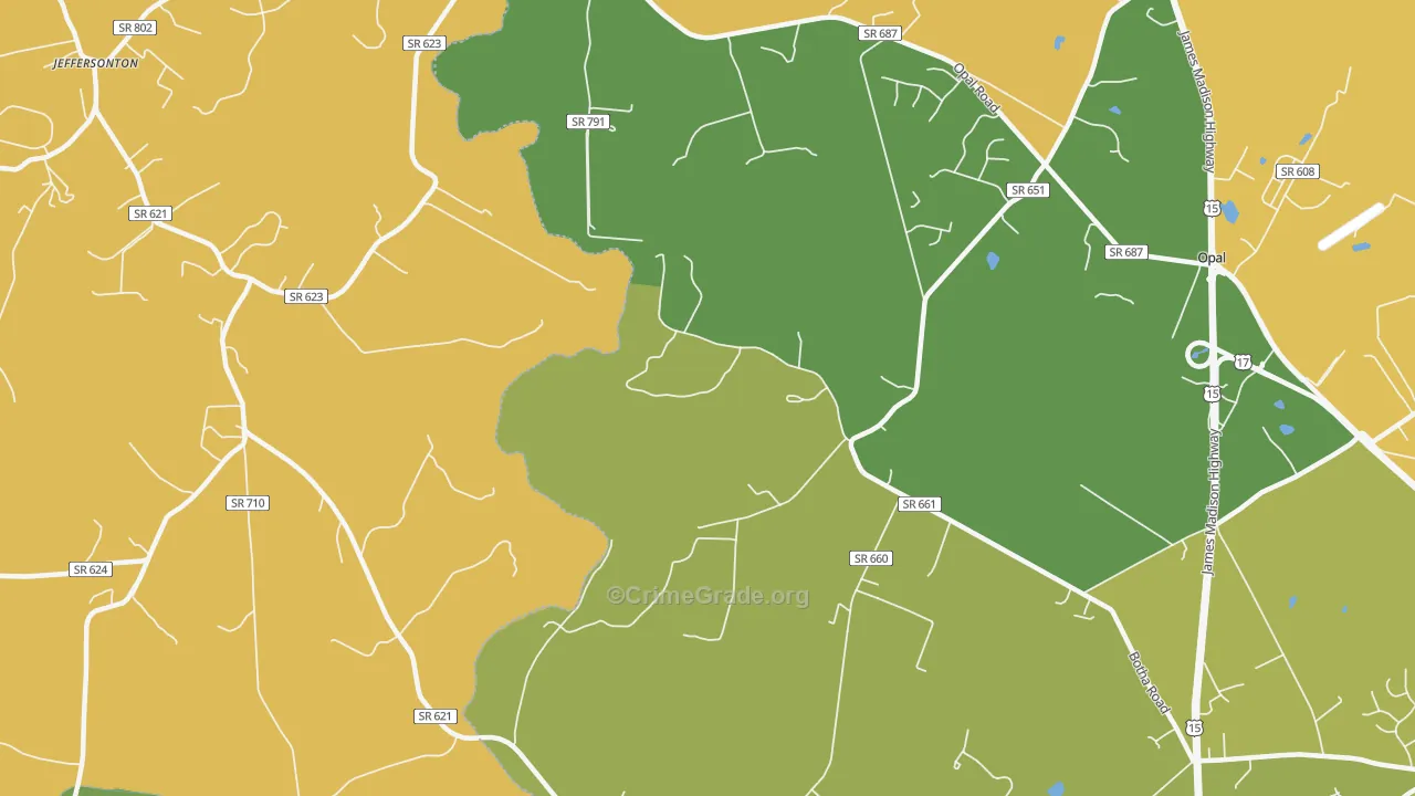 Botha, VA Map of Vehicle Theft Rates