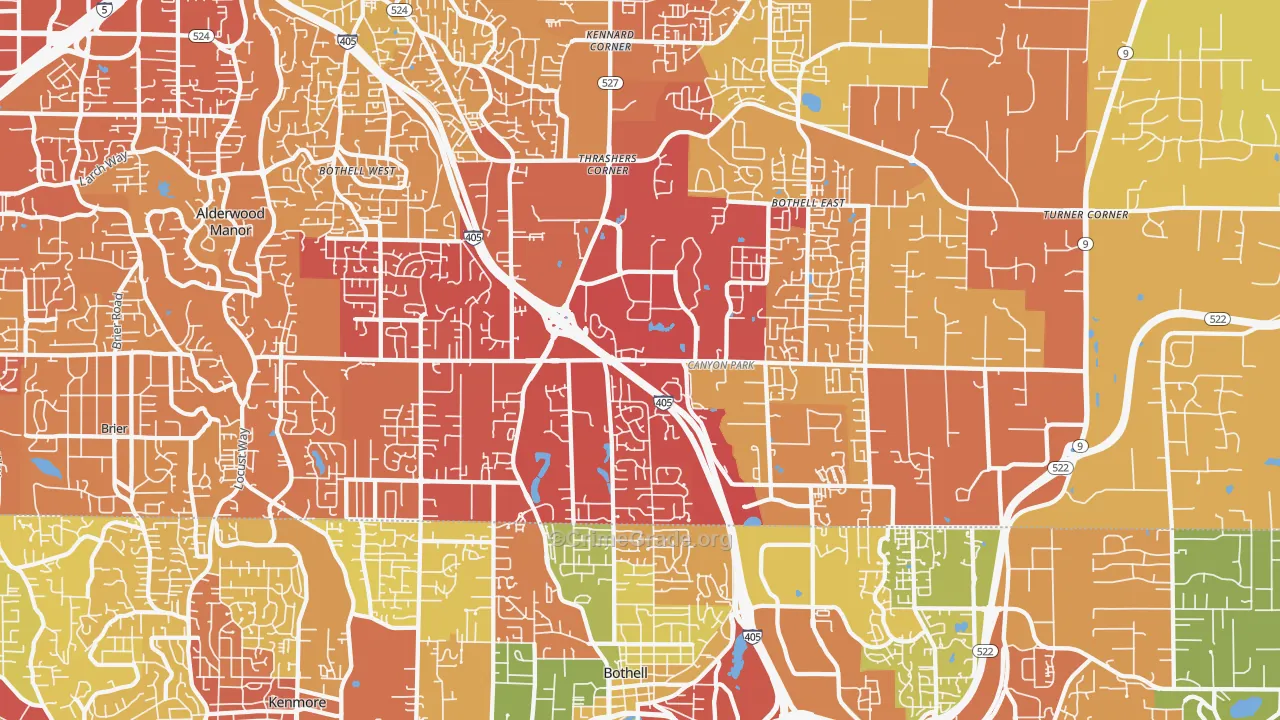 Bothell, WA Map of Vehicle Theft Rates