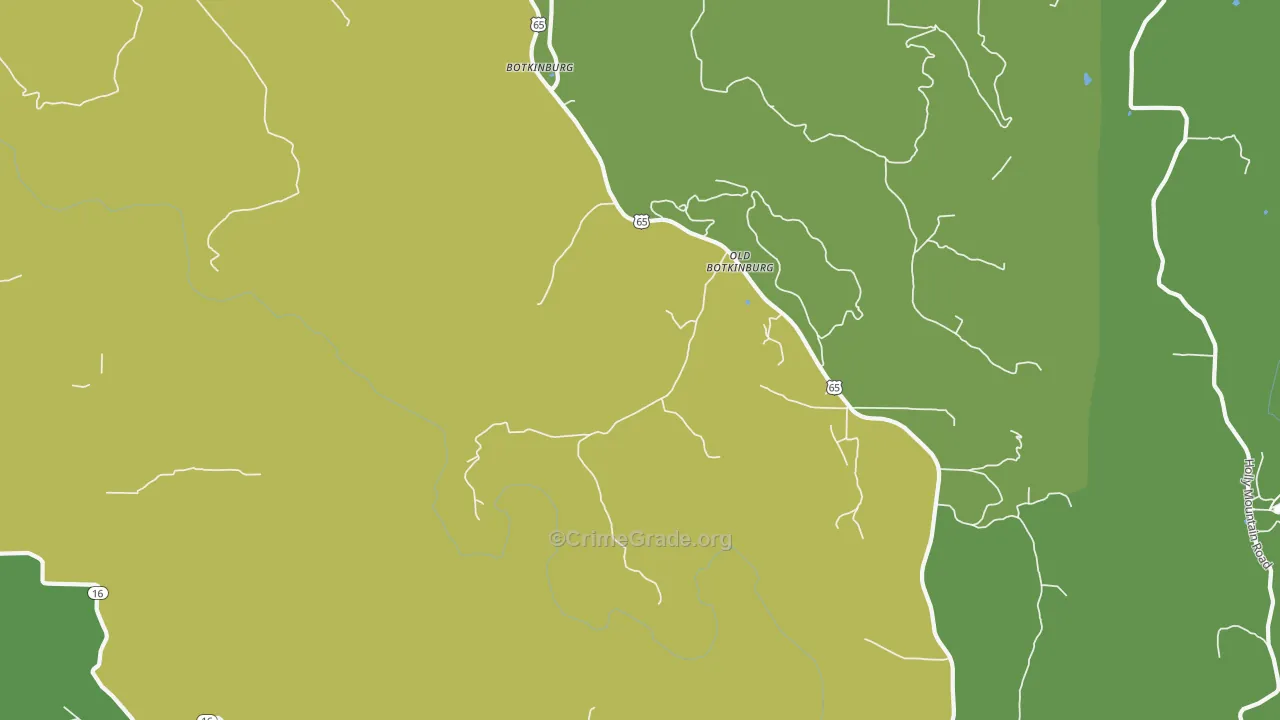 Botkinburg, AR Map of Vehicle Theft Rates