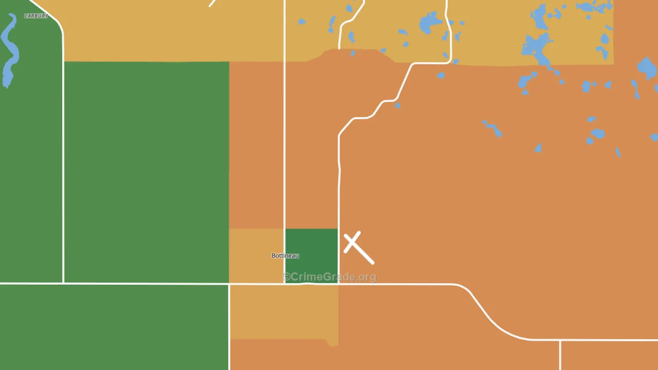Bottineau, ND Map of Vehicle Theft Rates