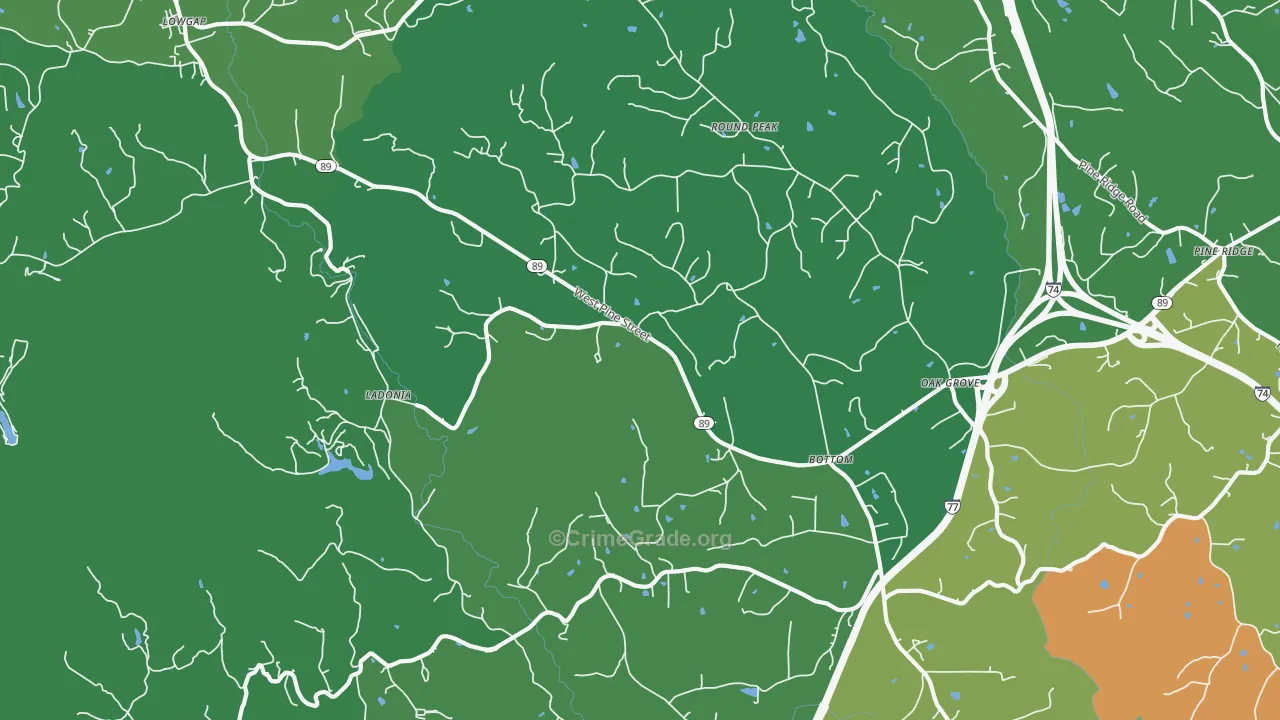 Bottom, NC Map of Vehicle Theft Rates