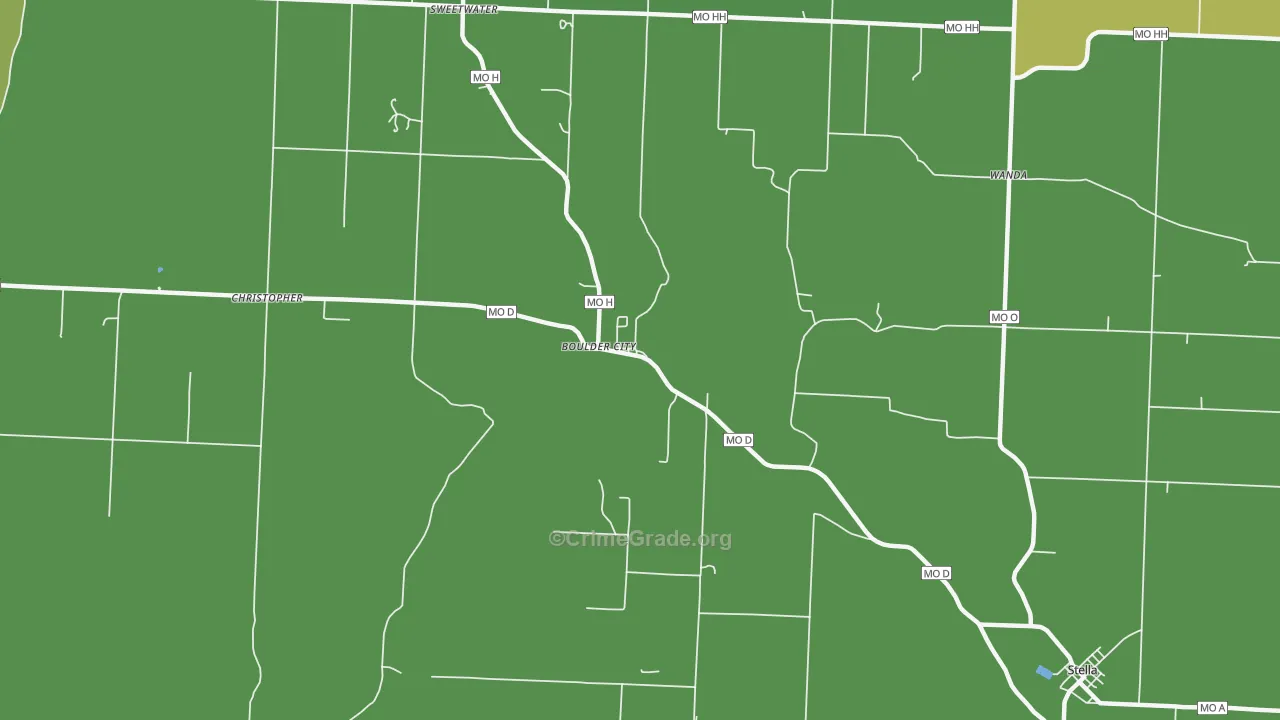 Boulder City, MO Map of Vehicle Theft Rates