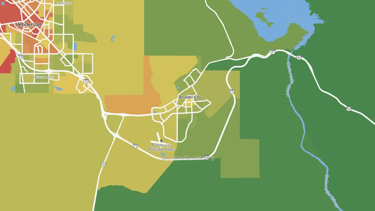Boulder City, NV Map of Vehicle Theft Rates