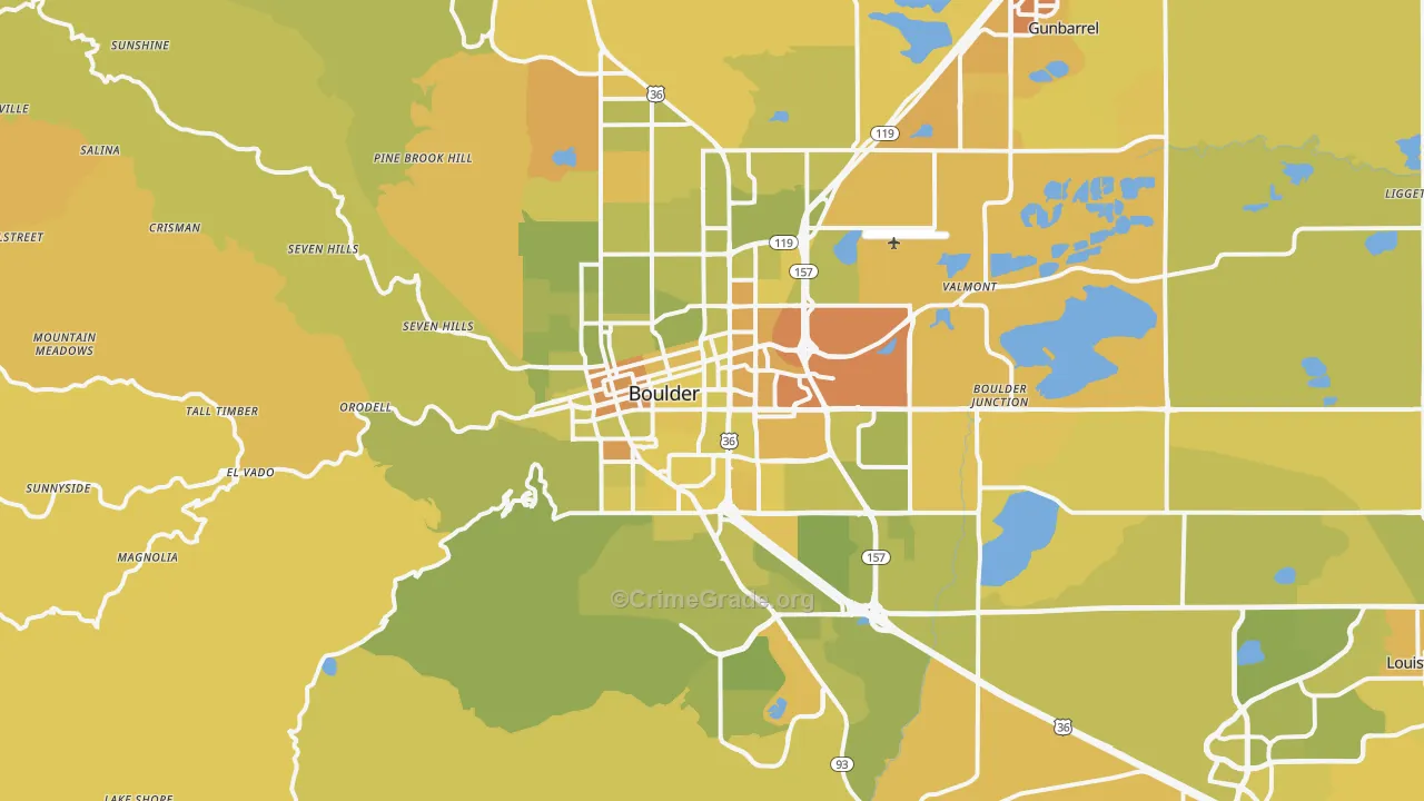 Boulder, CO Map of Vehicle Theft Rates