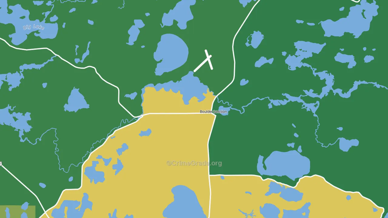 Boulder Junction, WI Map of Vehicle Theft Rates
