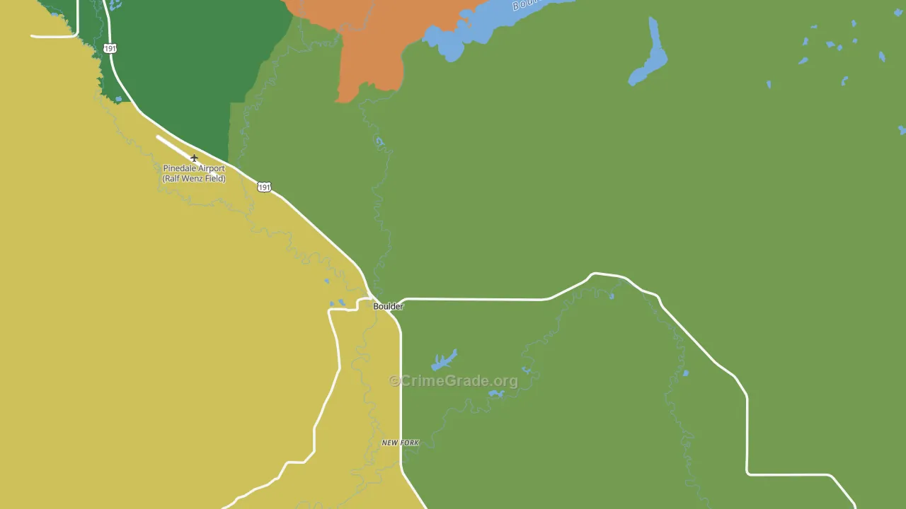 Boulder, WY Map of Vehicle Theft Rates