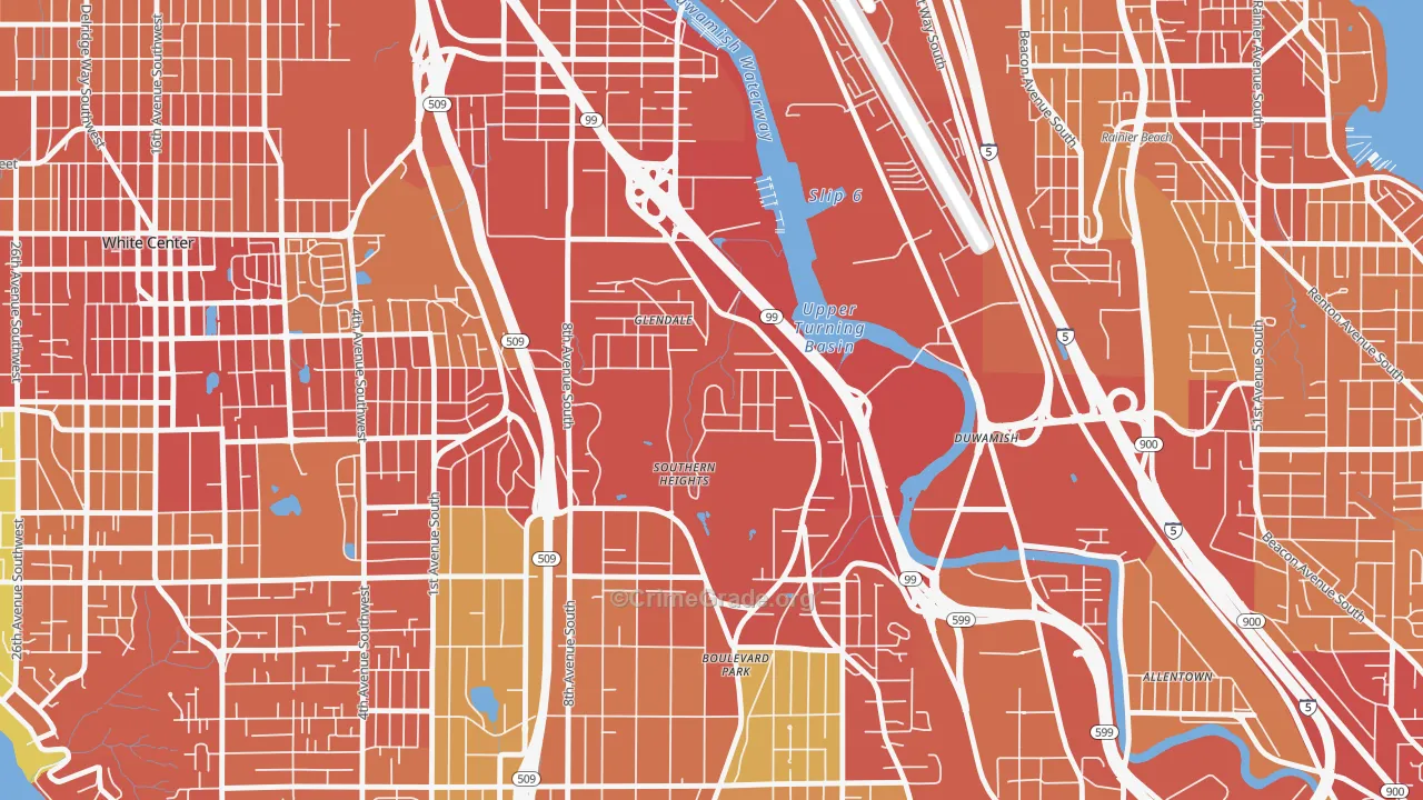 Boulevard Park, WA Map of Vehicle Theft Rates