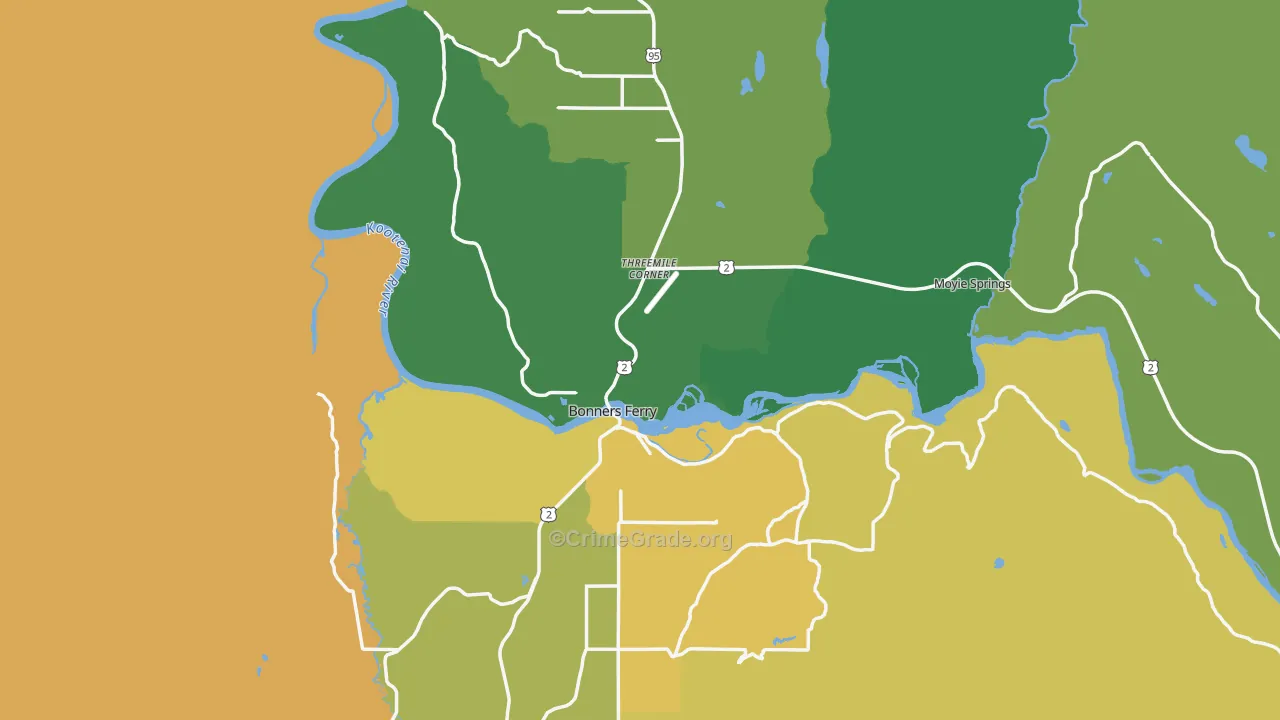 Boundary County, ID Map of Vehicle Theft Rates