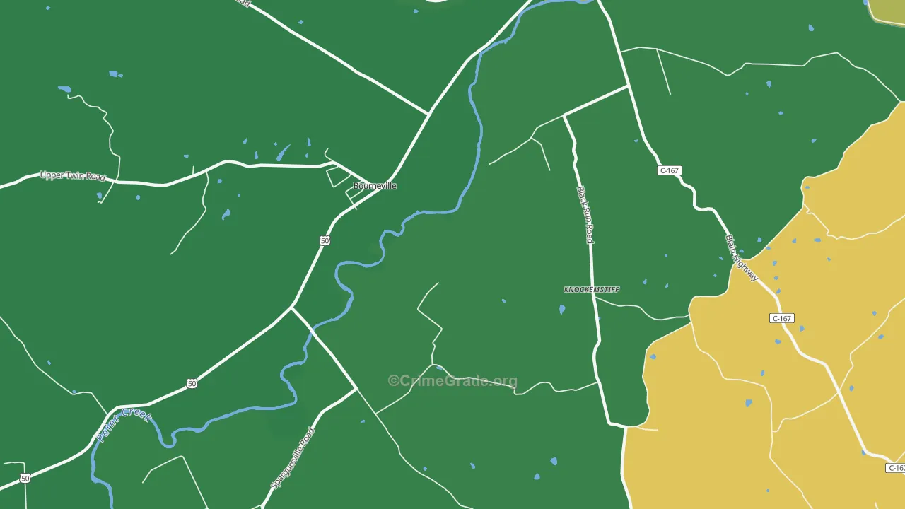 Bourneville, OH Map of Vehicle Theft Rates