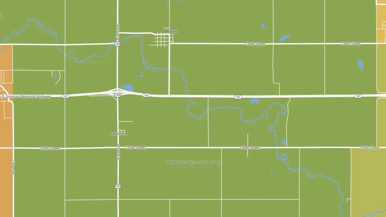 Bouton, IA Map of Vehicle Theft Rates